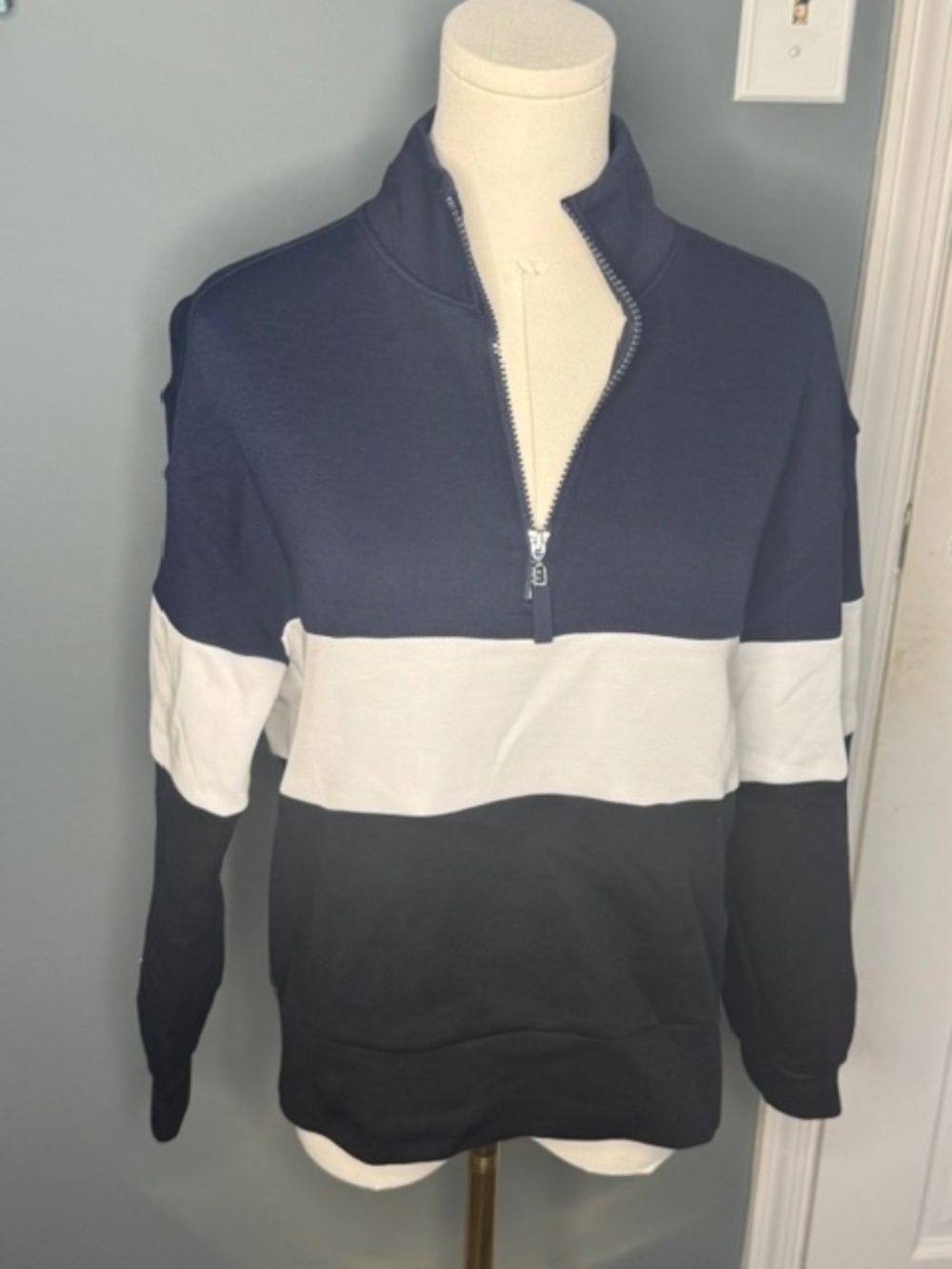 Addison Bay Navy Colorblock Quarter Zip Sweatshirt XXS